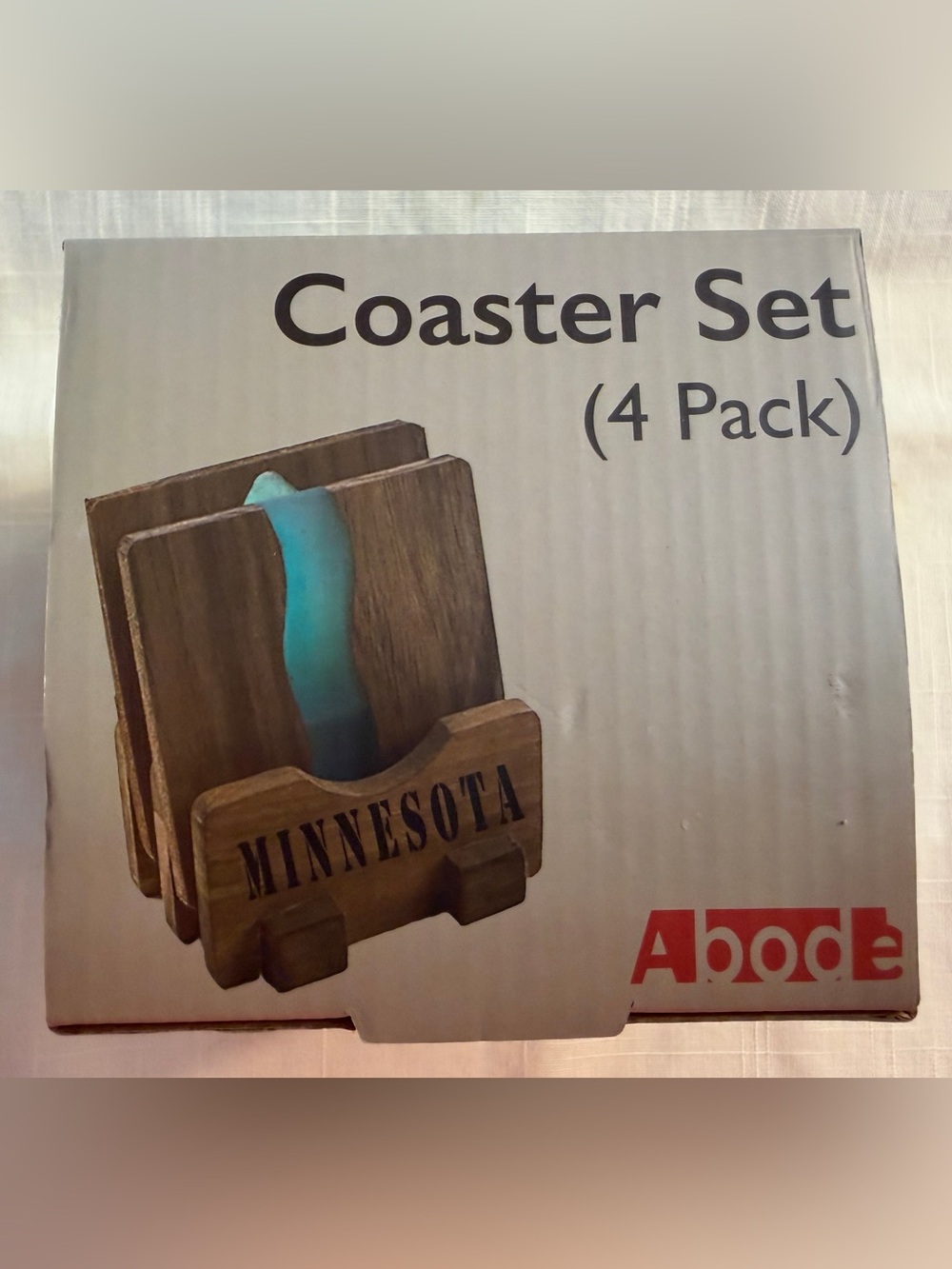 Minnesota Wooden/Resin Coaster Set of 4 different designs and cut out holder!
